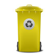 yellow recycling bin