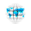Vector: blue map on white globe blue map on white globe