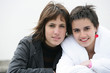 Two female in bad weather