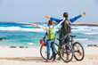 Family having a excursion on their bikes