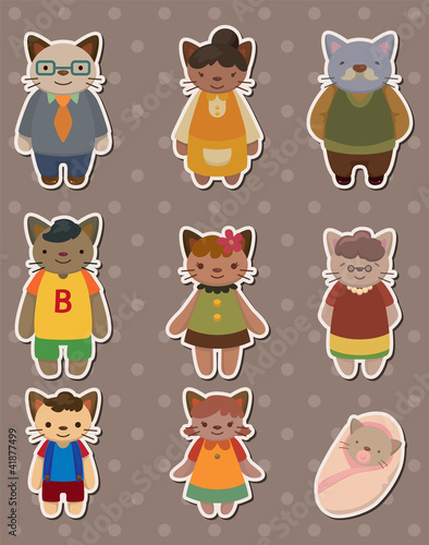 Vektor: cat family stickers cat family stickers