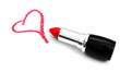 Lipstick for lips and heart. On a white background.