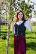 Medieval woman near the birch Medieval woman near the birch