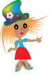 Delight girl pointing to something. Delight girl pointing to something.