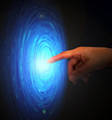 Touch the space third dimension abstract concept