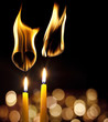 flame of love romantic background with hearts