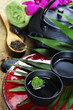 asian tea set and spa settings