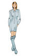 SKETCH. fashion girl. Hand-drawn fashion model