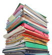 Stack of folders and old papers isolated
