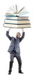 Businessman with books on white