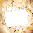Template at wooden background over maple leaves