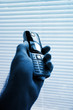 Businessman holding a modern cordless phone Businessman holding a modern cordless phone