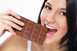 Enjoying chocolate bar Enjoying chocolate bar