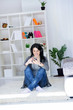 Smiling woman listening to music Smiling woman listening to music