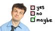 Young businessman appears before the decision