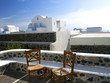 Pleasant seating area on Santorini Greece