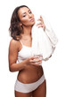 tan woman in white sportswear