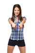 happy student pointing at you