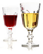 Glasses of white and red wine with reflection. Glasses of white and red wine with reflection.