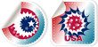 made in USA stickers set isolated over a white background