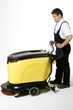 cleaning floor with machine