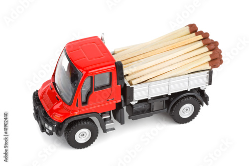 Photo: Toy car truck with match Toy car truck with match