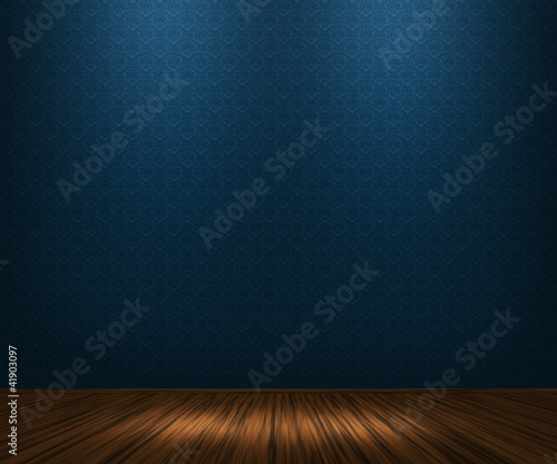 Illustration: Blue Vintage Room Background Blue Vintage Room Background