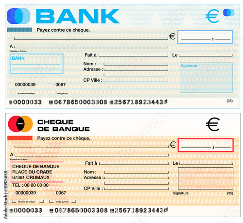 Vector: chèque de banque, chèque banquaire chèque de banque, chèque banquaire