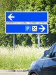 blue road sign