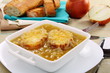Onion soup with croutons.