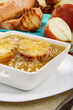 Onion soup with cheese croutons.
