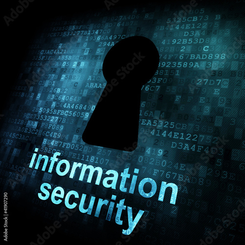 Illustration: Security concept: Keyhole on digital screen Security concept: Keyhole on digital screen