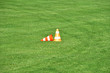 Foto: Pylone zum Training auf Fussballfeld Pylone zum Training auf Fussballfeld