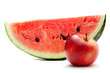 Watermelon and red apple on the white background Watermelon and red apple on the white background