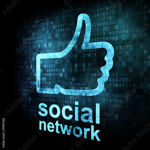 Ilustração: Like + social network on digital screen Like + social network on digital screen