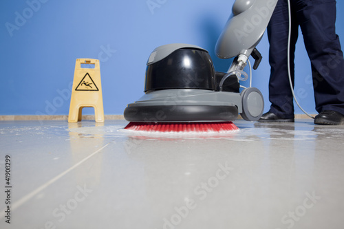 Photo: cleaning floor with machine cleaning floor with machine
