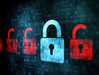Security concept: Lock on digital screen