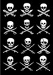 Crossed Swords with Skulls vector collection in black background