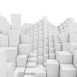 3d abstract smooth white metallic cubes background