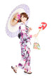 Beautiful kimono woman. Portrait of asian woman.