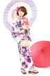 Beautiful kimono woman. Portrait of asian woman.