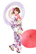 Beautiful kimono woman. Portrait of asian woman.