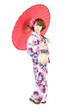 Beautiful kimono woman. Portrait of asian woman.