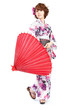Beautiful kimono woman. Portrait of asian woman.