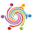 Teamwork swirl rainbow logo vector