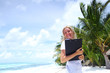 business woman on ocean coast business woman on ocean coast