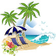 Umbrellas and beach chairs
