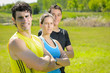 Athletes looking at camera