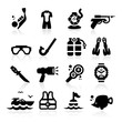 Diving icons set Elegant series