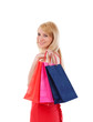 woman smiling holding shopping bags